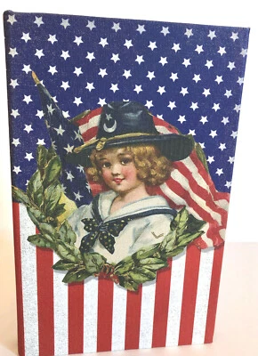 CAJA DE LIBROS DECORATIVOS AMERICANA 4 DE JULIO. "TIERRA DE LIBERTAD" ¡HERMOSA! Foto 1 de 4