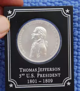 Thomas Jefferson Presidencial de Estados Unidos 1 oz plata paz y amistad medalla como nueva n estuche - Imagen 1 de 5