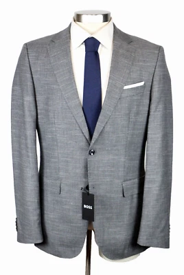 Hugo Boss Sport Coat 40 L Mens Grey Wool Cotton Linen Slim Fit Hutson New - Image 1 of 4