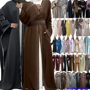 Dubai Open Abaya Women Muslim Maxi Dress Kimono Cardigan Kaftan Robe Gown Caftan - Picture 1 of 228