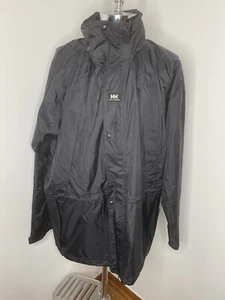 HELLY HANSEN Tech Hood Jacket Coat Mens L Black Anorak Zip Snap Hellytech NEW - Picture 1 of 7