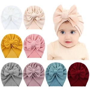 8Pcs Baby Turban Hats with Big Bow Headwraps Beanies for Girls Boys Infants - Picture 1 of 7