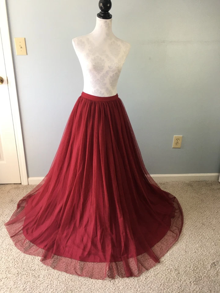 Maxi Falda Larga Formal de Gasa Roja Talla 6 de ASOS Falda Larga en Capas Completa HERMOSA Foto 1 de 4