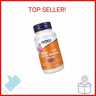 NOW Foods Supplements, Beta 1,3/1,6-D-Glucano 100 mg con Hongos Maitake, 90  Foto 1 de 2