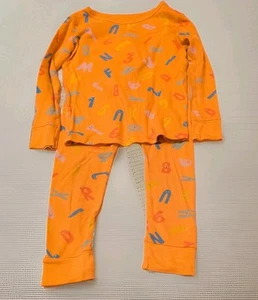 Cat & Jack Girls 5T Orange Letters and Numbers Pajama Set - Picture 1 of 5