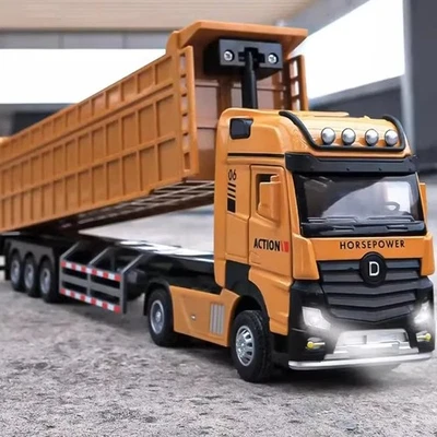 1/50 Extended Dump Truck Model Toy Metal Diecast Doors Open Sound Light Pul - - Immagine 1 di 4