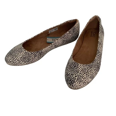 Toms Fey Beige Mini Estampado Guepardo Gamuza Pisos Mujer 10 Nuevo Con Etiquetas Foto 1 de 4