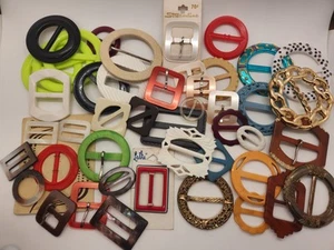 Lot of 45 Ladies Scarf Slides & Belt Buckles Germany Mother of Pearl Bakelite - Picture 1 of 24