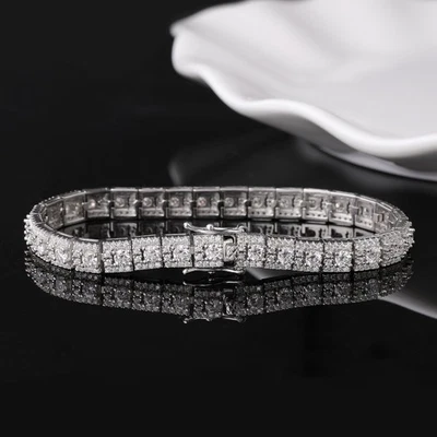 3mm Full Round Moissanite Tennis Bracelet Chain 925 Sterling Silver Hip Hop GRA - Image 1 of 4