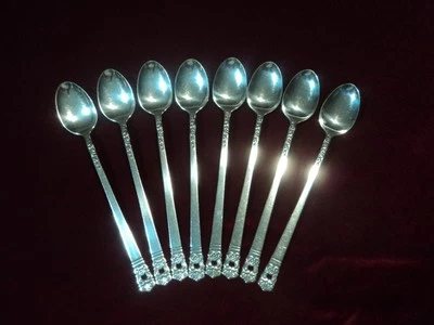 Посеребренные столовые приборы лот из 8 чайных ложек со льдом Oneida Scandinavia 1970 - Изображение 1 из 4