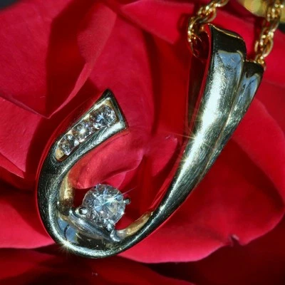 Colgante oro amarillo 14k 0,24ct diamante natural encanto vintage hecho a mano 2,4gr Foto 1 de 4