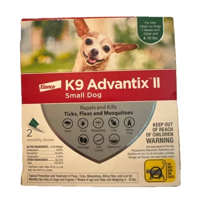 K9 Advantix II Small Dog 4-10lbs 2 Month Doses Kills Fleas/ticks/lice Waterproof - Image 1 of 4