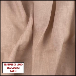 TESSUTO PURO LINO PER TENDE ABBIGLIAMENTO PATCHWORK SCAMPOLI AL METRO ROSA AB - Picture 1 of 3