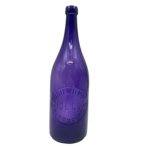 14” Consolidated Ice Co Pittsburg, PA. 1/2 Gal. Purple Glass Bottle, Pittsburgh - Picture 1 of 18