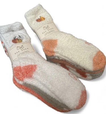 Paquete de dos calcetines Rae Dunn otoño acolchado naranja blanco para mujer 5-10 nuevos con etiquetas Foto 1 de 4