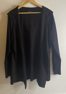 Saxony Coat Jacket Women M Black Open Hood Pockets Mid Length Relaxed Designer - Picture 1 of 16
