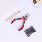 200 Silicone Micro Rings Beads Feather Hair Extension Complete Tool Kit Hook-Wp
