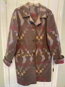 Vintage Woolrich Southwestern Blanket Coat Reversible Wool Button Medium USA - Picture 1 of 13