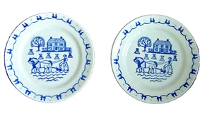 2 Vintage Metlox Blue Poppytrail Homestead Provincial Dinner Plates 10 Inch - Picture 1 of 7