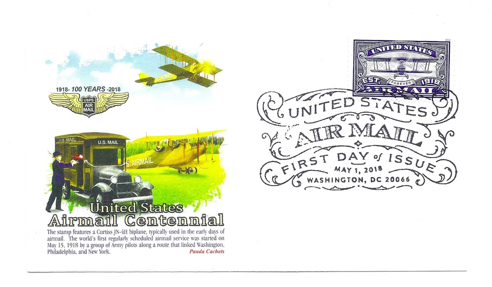 5281 US Air Mail Centennial, (blue), Panda Cachets, pictorial cancelled, FDC - Image 1 of 1
