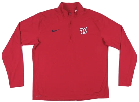 NWOT Washington Nationals Nike Dri Fit MLB Baseball 1/4 Zip Pullover Jacket L Cover