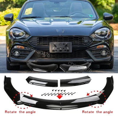 Painted Gloss Black Front Bumper Lower Lip 4PCS For Fiat 124 Spider Abarth - Image 1 of 4