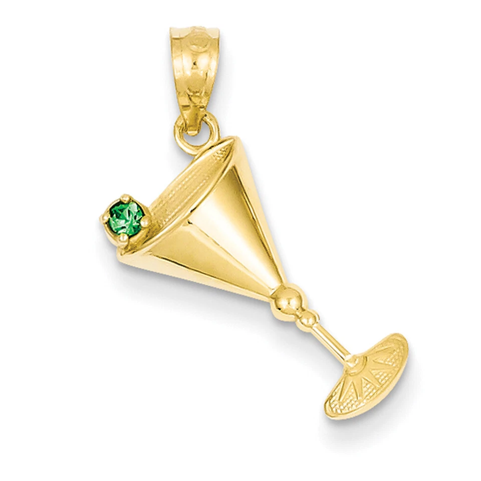 Cristal Martini de oro amarillo de 14k con colgante de oliva circonita verde YC547 Foto 1 de 1