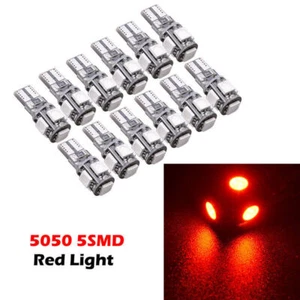12PC Car T10 Red LED 5050 5smd Wedge Light Bulb W5W 194 168 2825 158 192 NEW , - Picture 1 of 7
