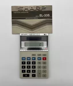 Vintage Sharp EL-335 Elsi Mate Solar Cell Calculator With Case and Manual - Picture 1 of 8
