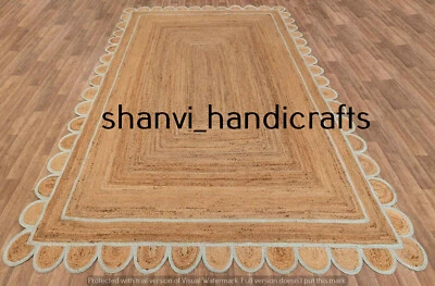 Handmade Rug Jute Natural Rectangle Home Decor Runner Braided style Carpet Rug - Image 1 of 4