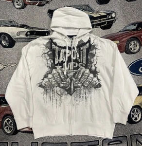 Y2K Tapout MPS Skull Fists Full Zip Hoodie Men’s Size XL White Black Jacket - Picture 1 of 6