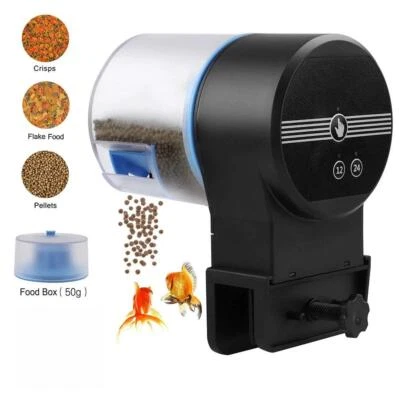 Adjustable Auto Fish Feeder Feeding Aquarium Tank Automatic Food Dispenser= - Image 1 of 4