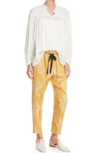Forte Forte Sirena Floral P Jacquard Crepe Jogger Pants Gold Drawstrin Small  - Bild 1 von 11
