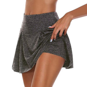 Womens Athletic Pleated Tennis Golf Skirt with Shorts Workout Running Skort .