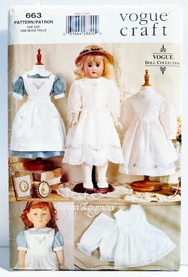 Vogue 663 American Girl 18" Doll Old Fashioned Dresses Pattern Heirloom Clothing - Image 1 of 2