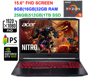 2021 Acer Nitro 5 15.6'' FHD Gaming Laptop AMD Ryzen 5 GTX 1650,32GB RAM&1TB SSD