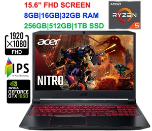 2021 Acer Nitro 5 15.6'' FHD Gaming Laptop AMD Ryzen 5 GTX 1650,32GB RAM&1TB SSD - Picture 1 of 7