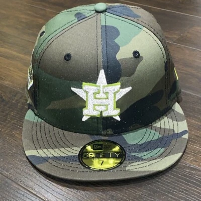 NWT Houston ASTROS New Era 5950 Fitted Cap Size 7 Camouflage REFLECTIVE Accents - Image 1 of 4