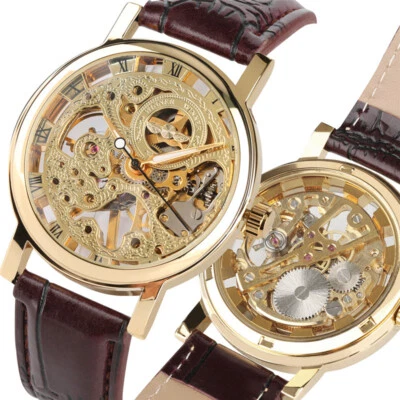 WINNER Skeleton Mechanical Wrist Watch Mens Hand-Winding Watches Christmas Gifts - Image 1 of 4