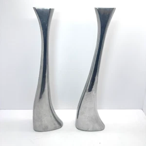Set of Extra Tall MCM Style Pewter Bud Vase 19 inch by Armel Interprise - Picture 1 of 7