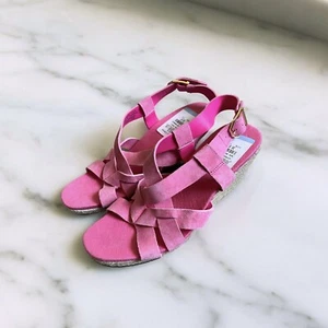 Cole Haan Womens Size 7.5B Pink W25389 Platform Rope Wedge Heels New With Scuffs - Picture 1 of 6