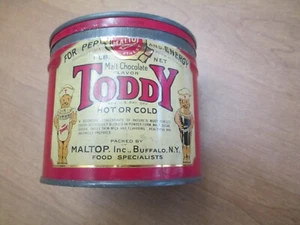 VINTAGE ORIGINAL MALT CHOCOLATE TODDY 1LB FOOD TIN CAN BUFFALO,NY - Picture 1 of 7
