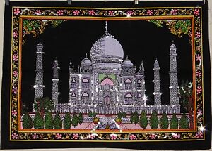 * Indian Taj Mahal Sequinned Wall Hanging * Fair Trade * Small