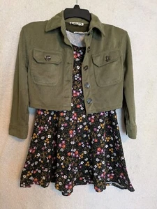 KnitWorks- Little girls 2 piece Tank Dress and jacket combo Green/Floral sz S/8 - Picture 1 of 5