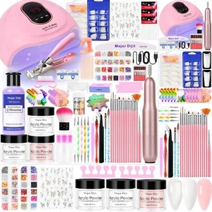 Kit Paquete De Uñas Acrilicas con Lampara UV para Manicura Profesional Pinceles - Picture 1 of 8