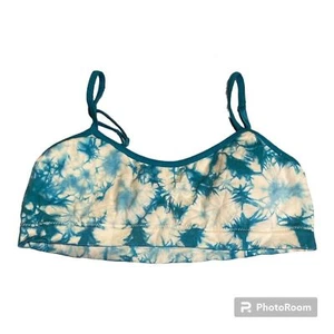 NWOT Hanes Teal Tie Dye Girls Sports Bra Size Medium - Picture 1 of 2