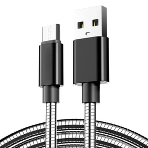 1M Stainless Steel Fast Micro USB Charger Data Cable Lead for Samsung Sony HTC - Picture 1 of 7