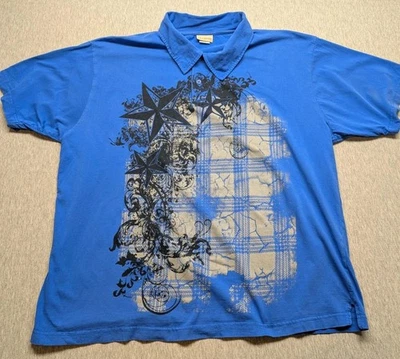 Vintage Decoded Affliction Style Polo Y2k Vintage Size XXL Blue - Image 1 of 4