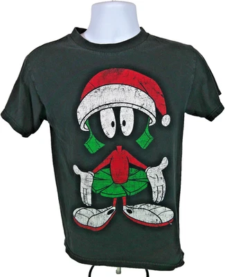 Vintage 2000s Marvin the Martian Christmas T-Shirt Small Black Alstyle AAA - Image 1 of 4