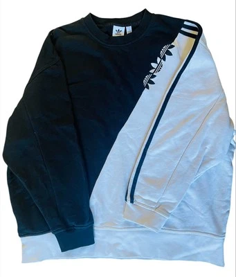 Adidas Sweatshirt Womens M Adicolor Sliced Trefoil Cotton Crewneck Oversized - Image 1 of 4